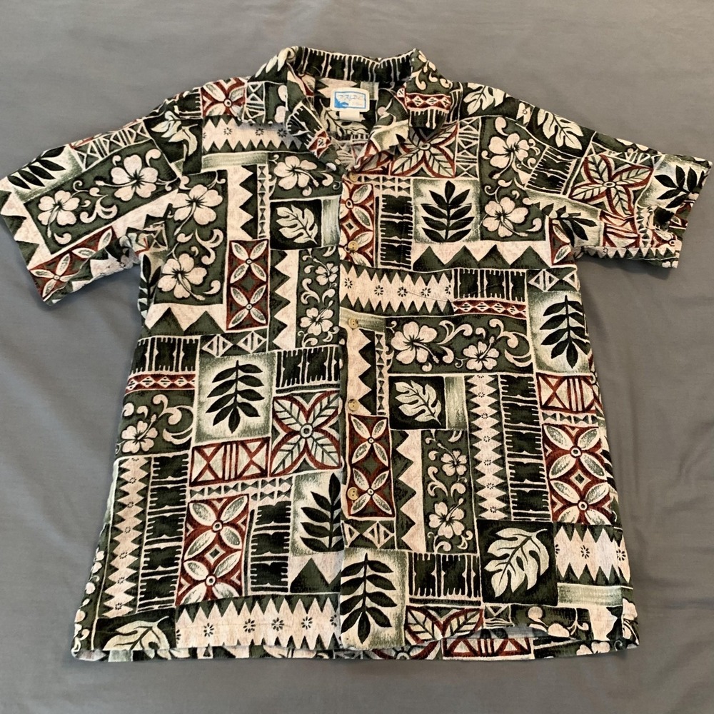 Pride Of Hawaii Shirt Mens Large‎ Hawaiian Floral Short Sleeve Button Front
